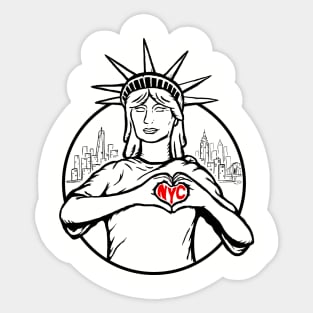 Lady Liberty Heart Hands (NYC Love) Sticker